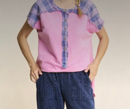 Pink and Blue Gingham Top ( JHer)