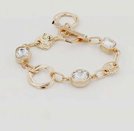 Gold Textured Stone Bracelet