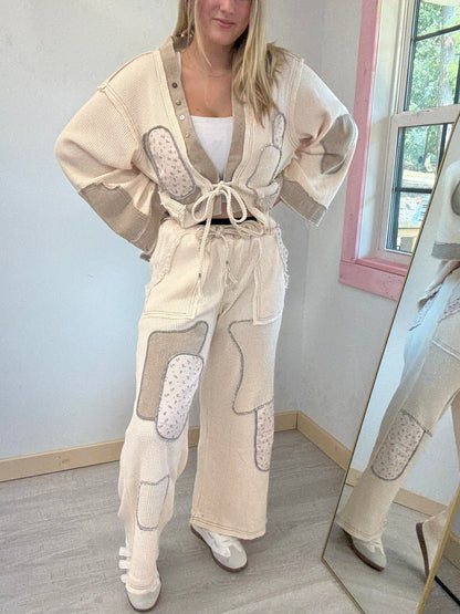 Cream Thermal Patch Pants