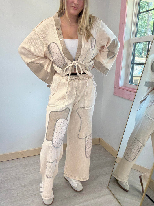 Cream Thermal Patch Pants