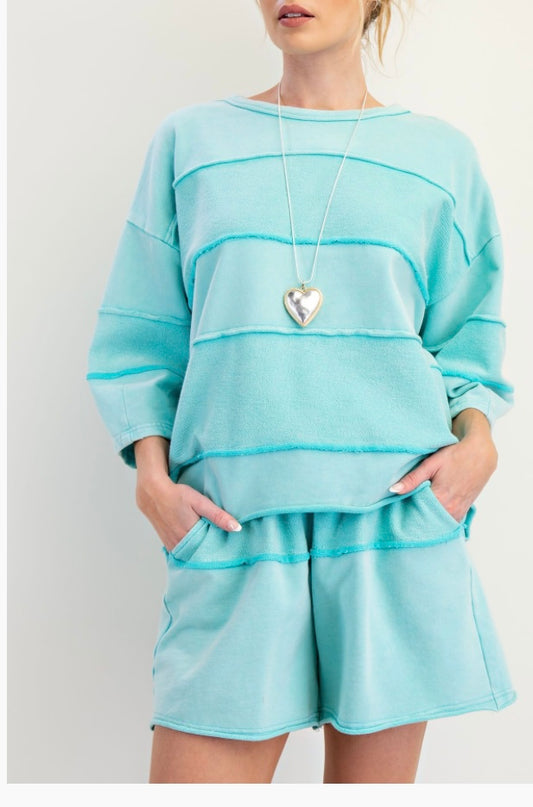 Seafoam Blue Terry Top