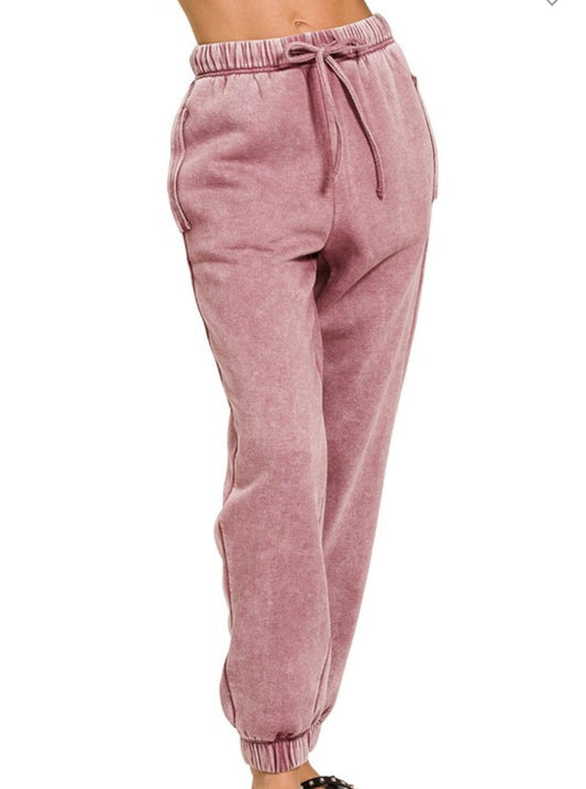 Light Rose Fleece Joggers with Expanded Sizes