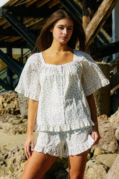 BL Square Neck Ruffled Floral Set