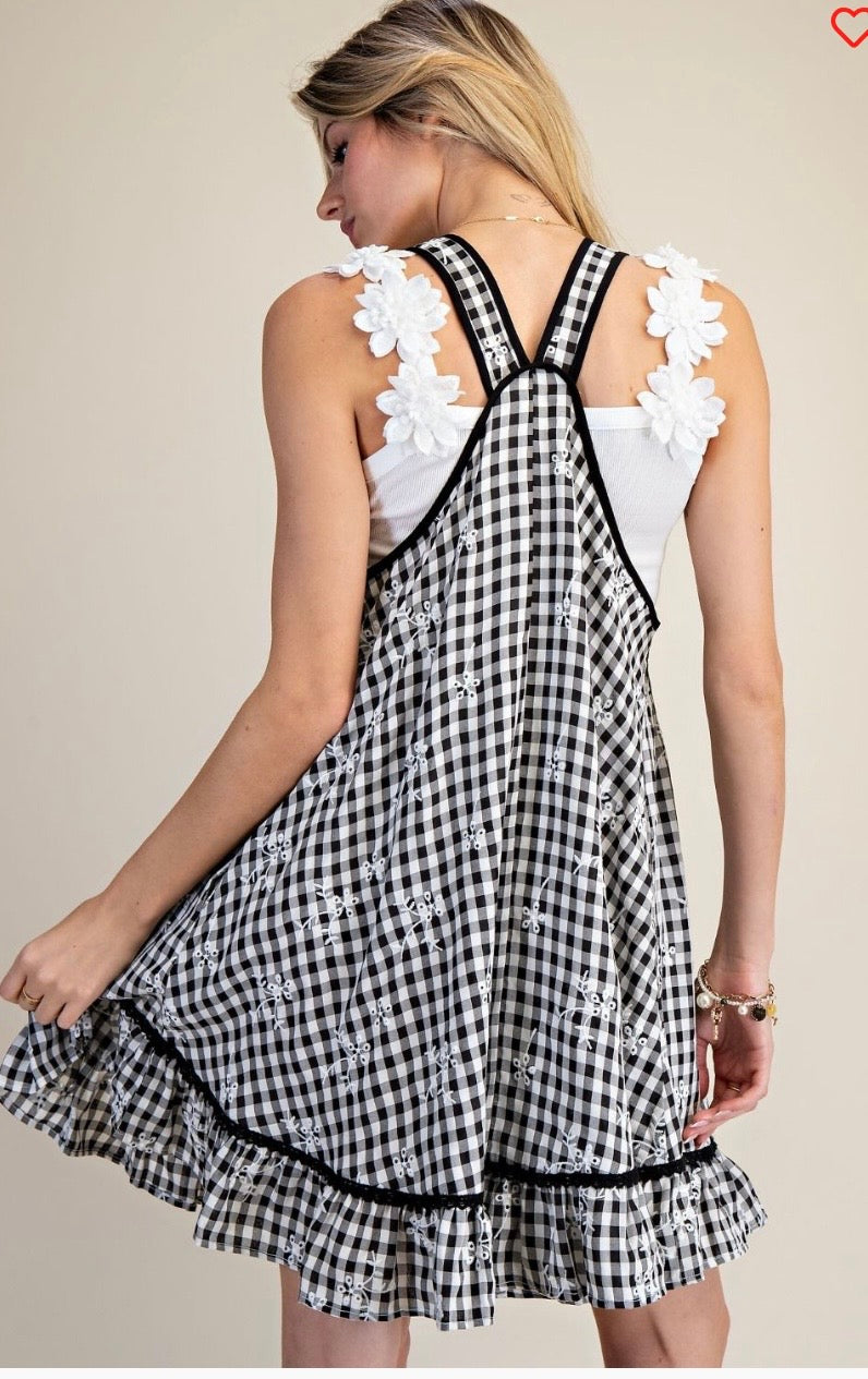Black and White Gingham Check Dress