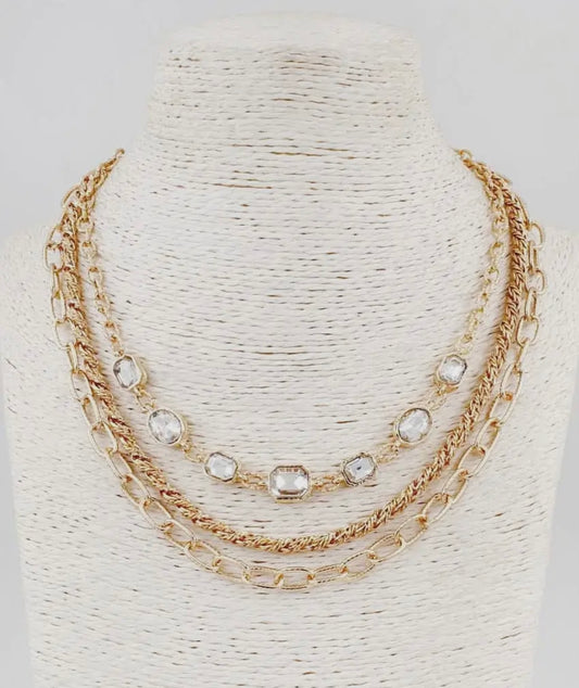 Clear Crystal Layered Necklace