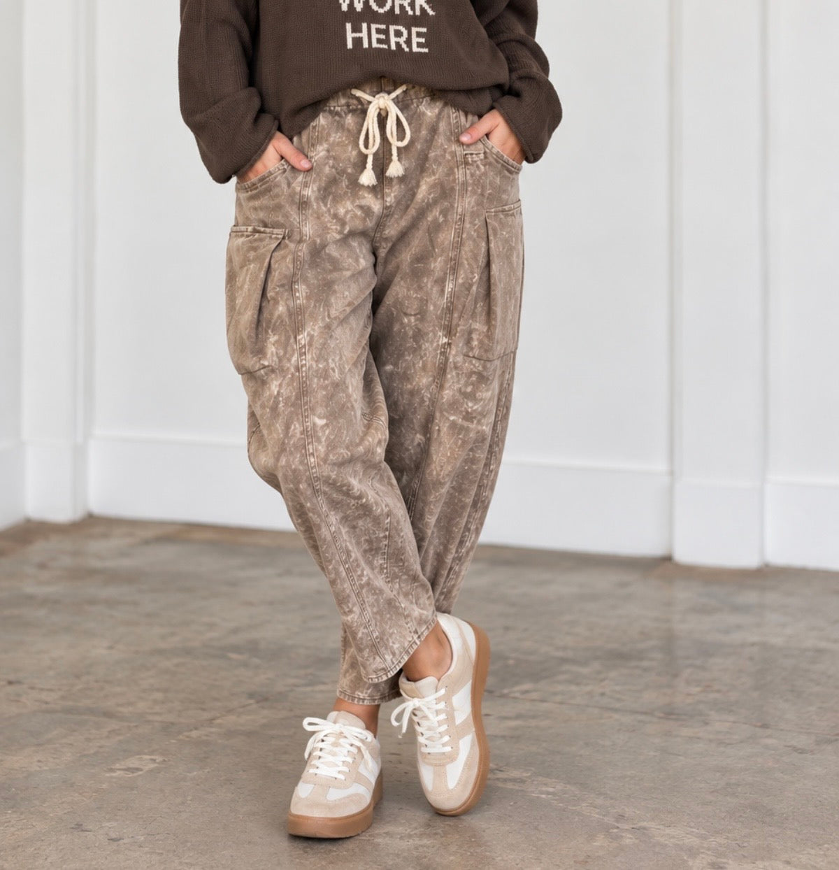 Easel Mushroom Mineral Washed Twill Pants
