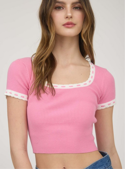 Pink Crop Kathy Top