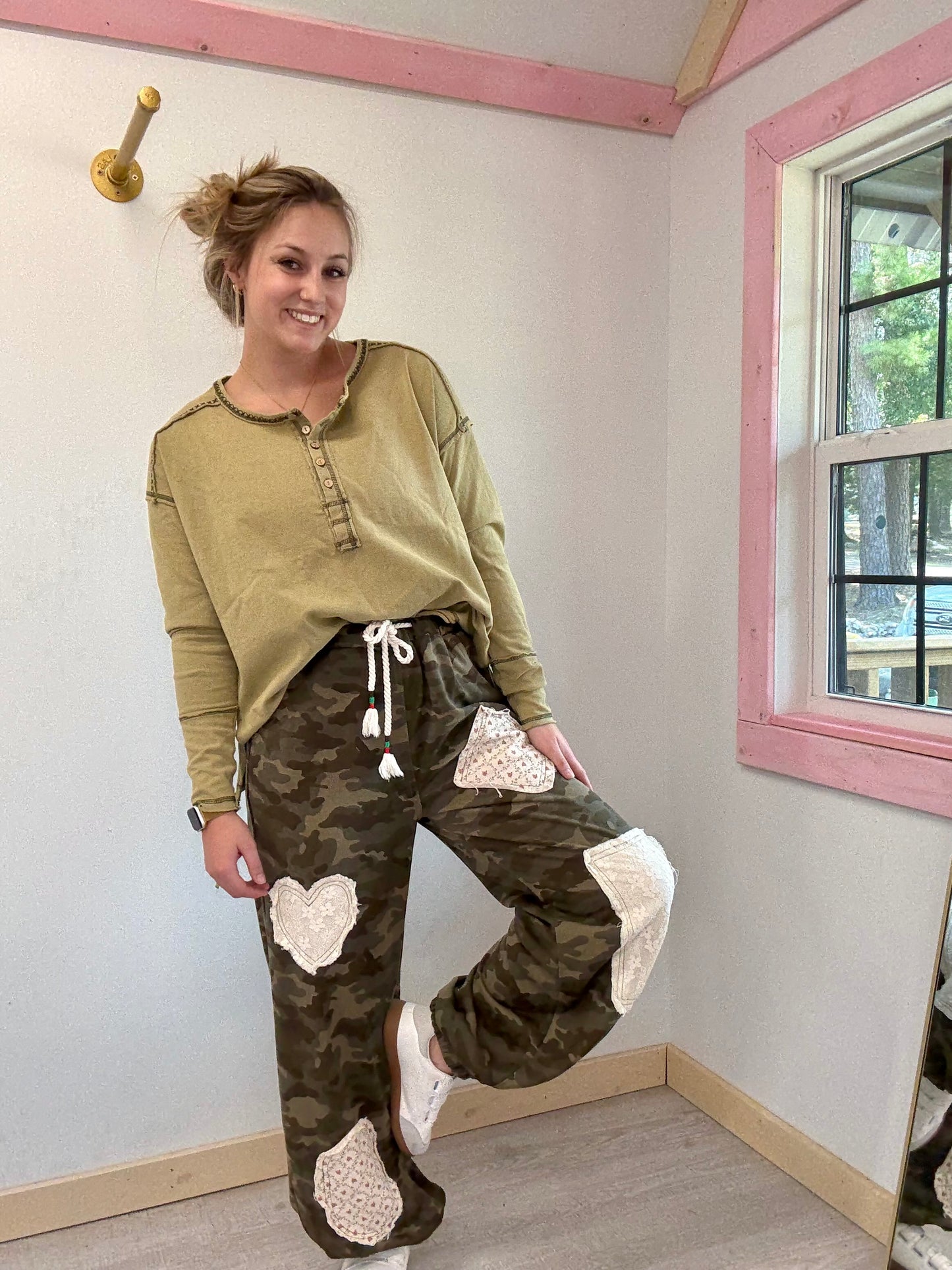 Olive Camo Patch Terry Joggers Pol