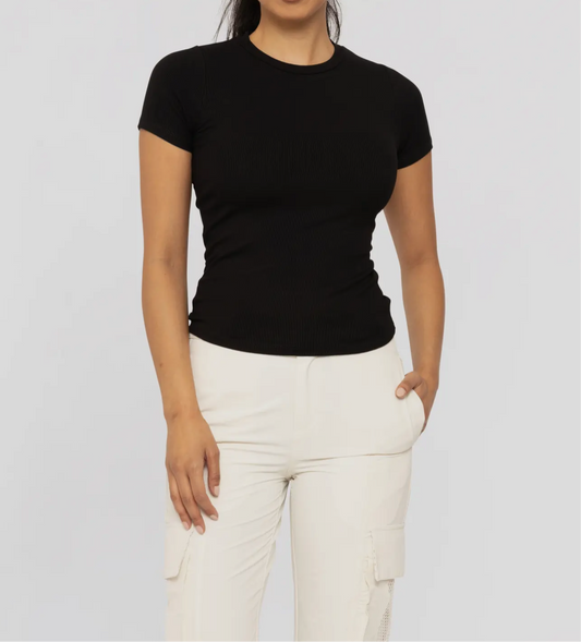 Black Micro Ribbed Top