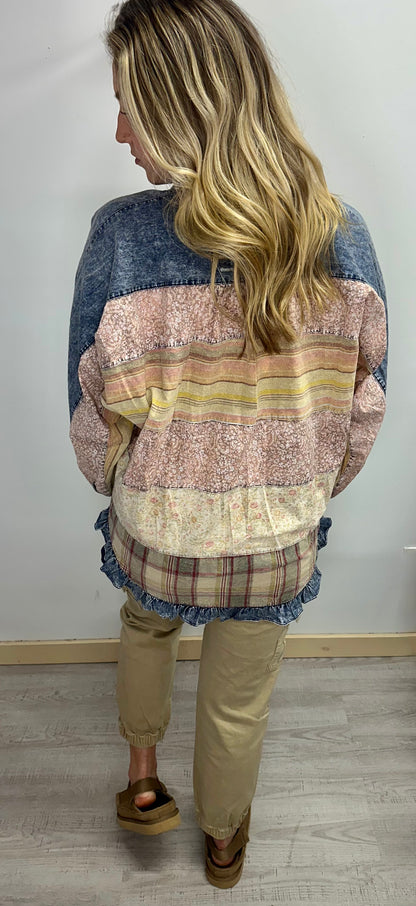 BV Tinsel Button Up Floral Top