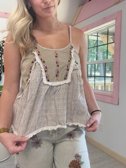 Taupe Sleeveless pol Top