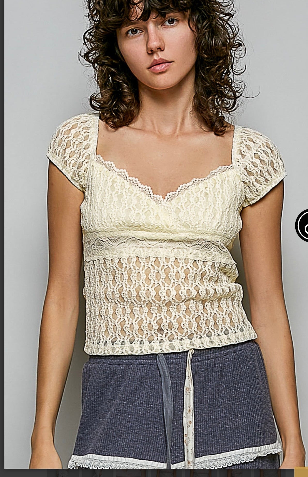 Ivory Love Lace Top Pol