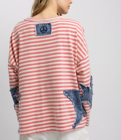 Pink Vintage Denim Star Top