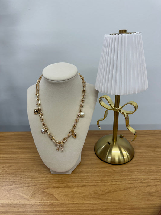 Gold Charm Chunky Paperclip Necklace