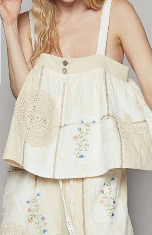 Cream Patch Top