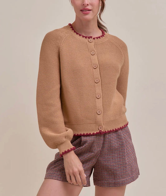 Carmel Red Cardigan Sweater &Merci