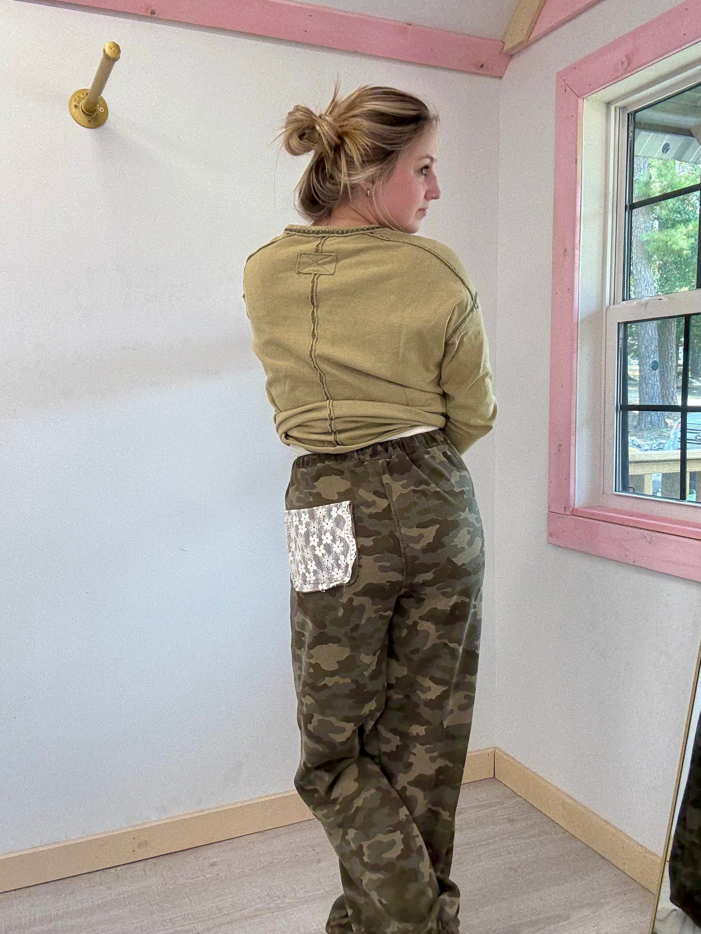 Olive Camo Patch Terry Joggers Pol