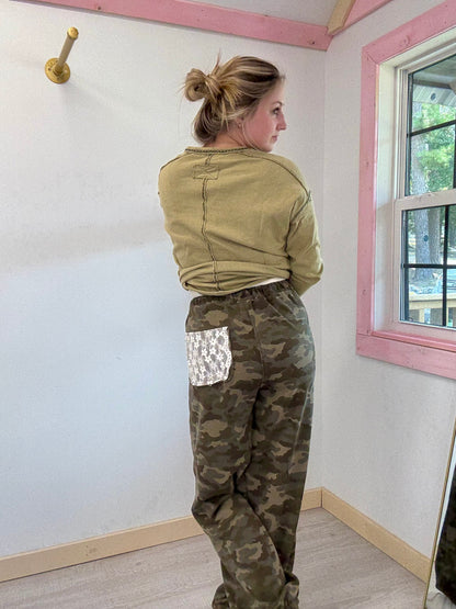 Olive Camo Patch Terry Joggers Pol