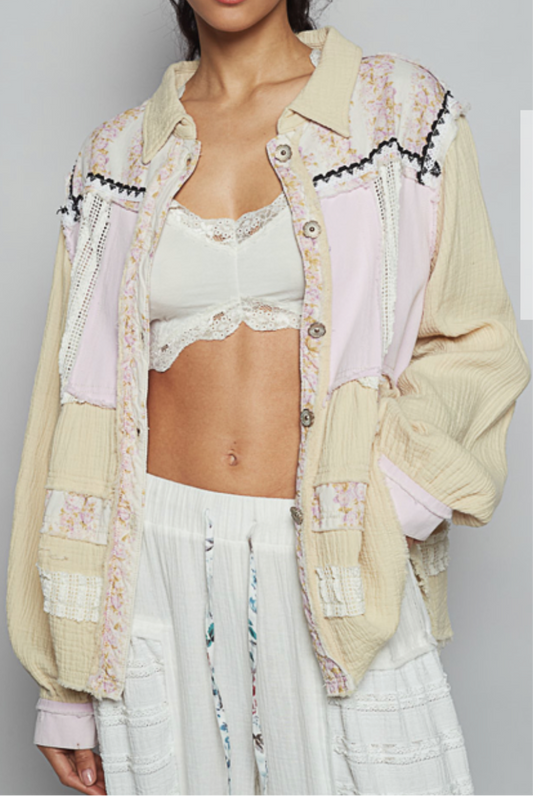 Light Mint Ric Rack Flower Shacket