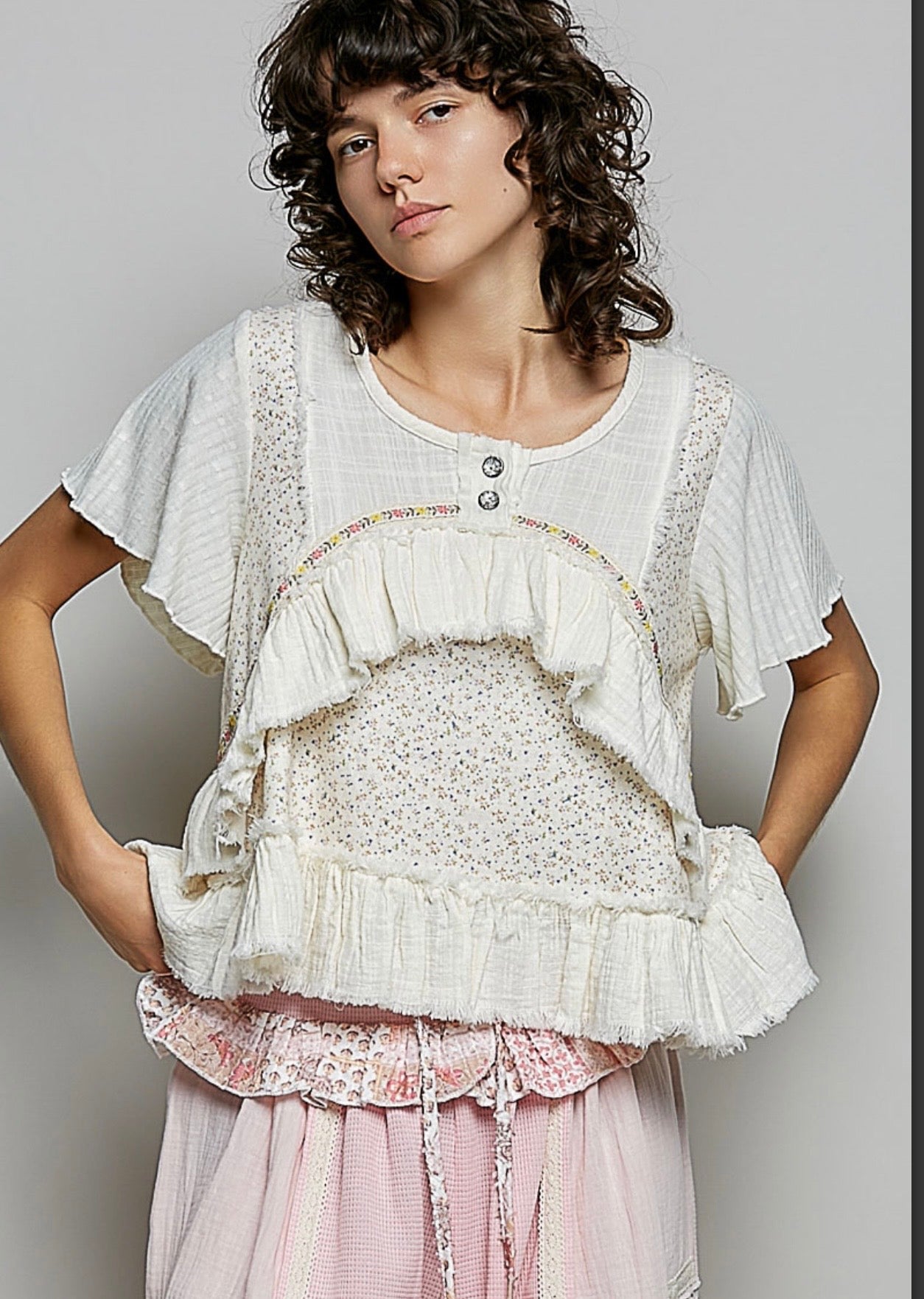 White Rosie Ruffle Top