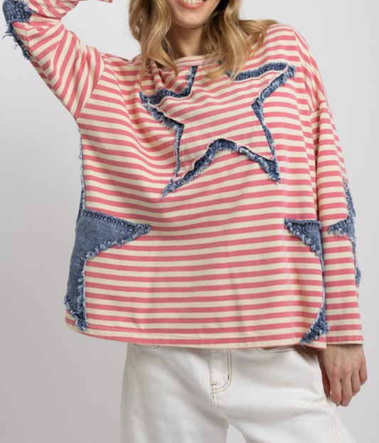Pink Vintage Denim Star Top