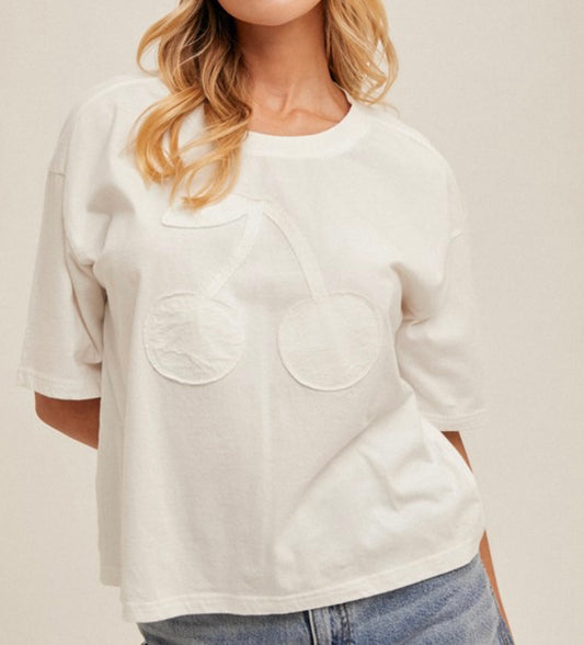 Frayed White Cherry Top