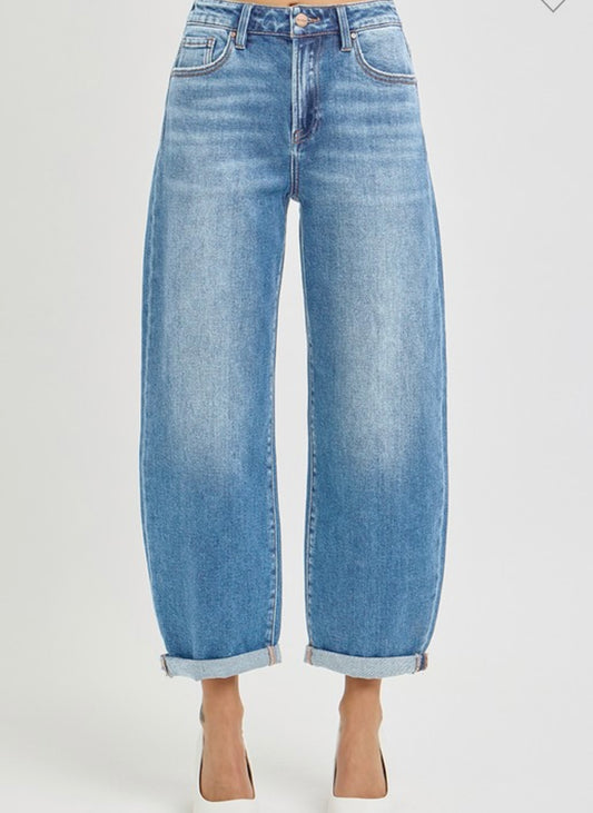 Med Wash Risen Barrel Jeans
