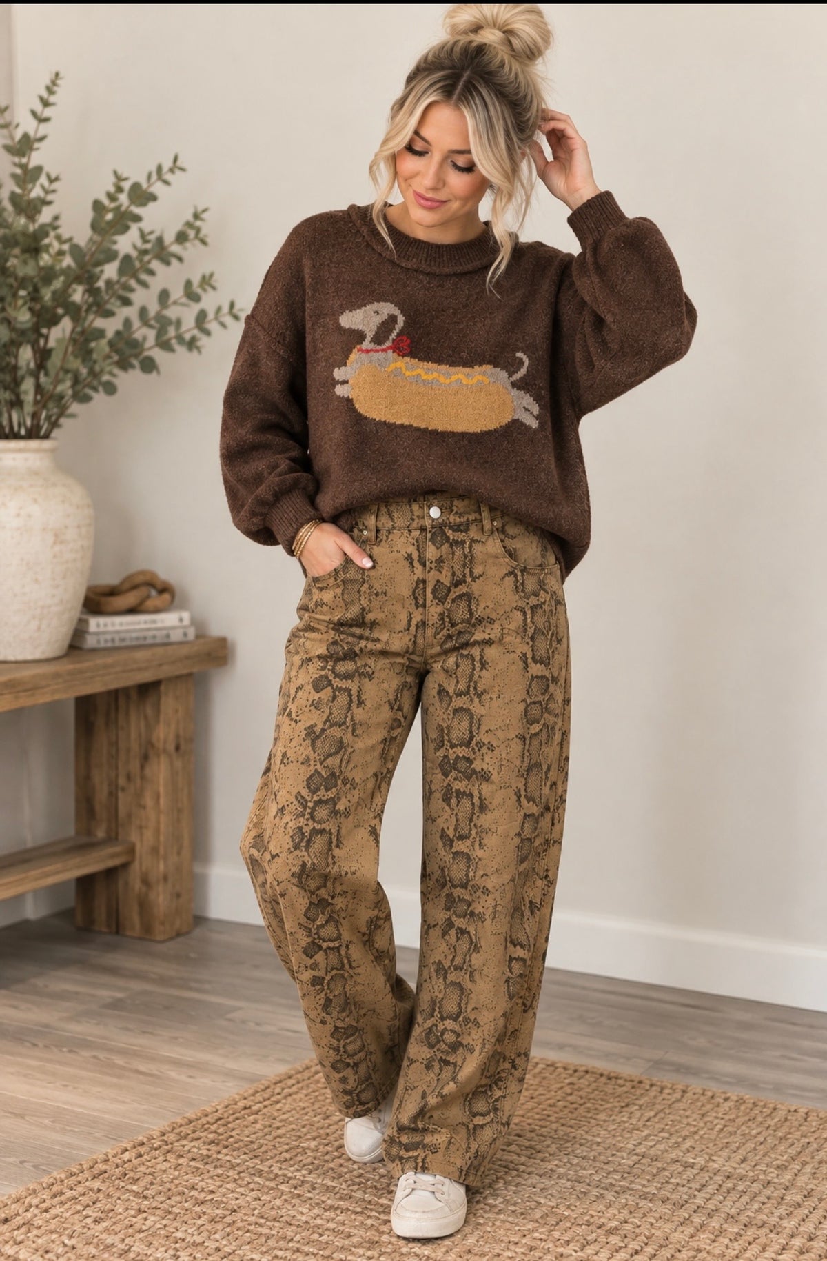 Hot Dog Dog Graphic Sweater