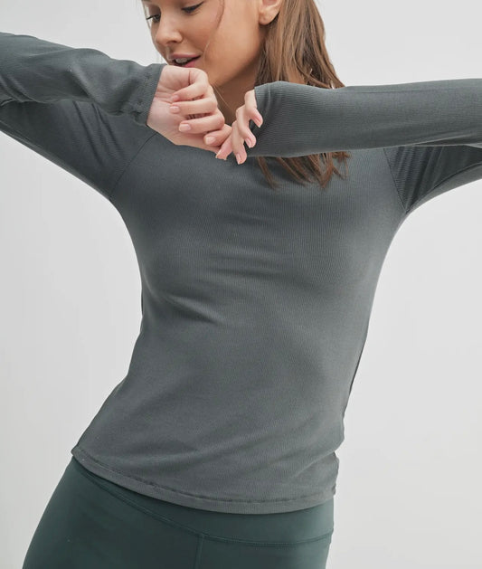 Urban Grey Micro Ribbed Top Mono B