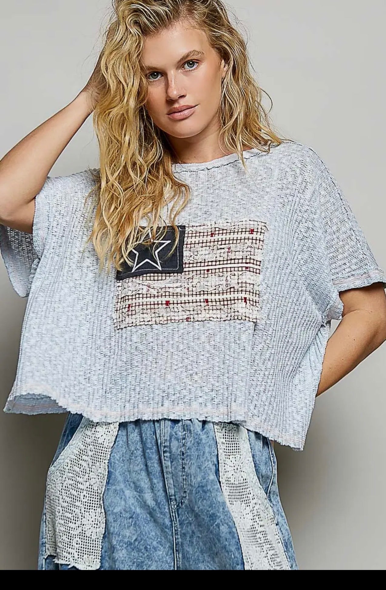 Baby Blue American Flag Top