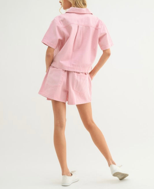 Pink Bubblegum Denim Skort