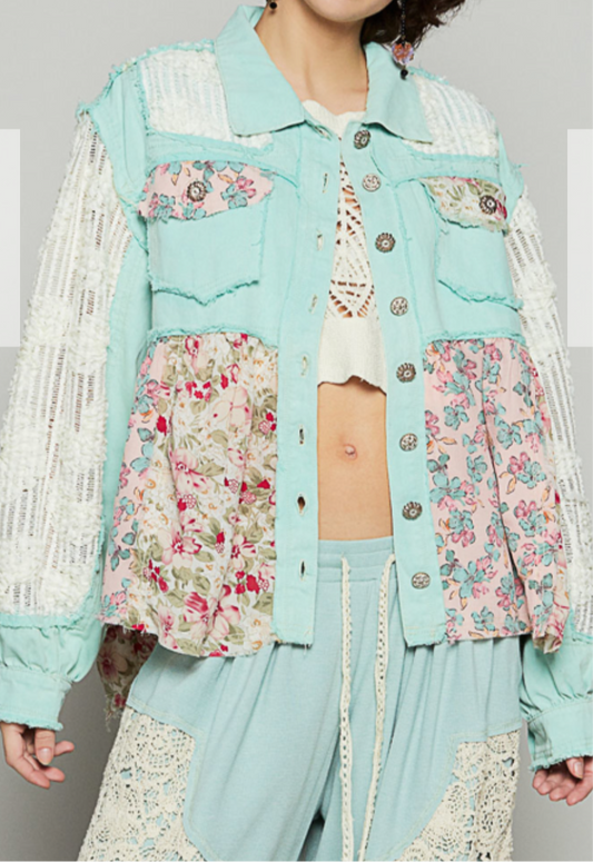 Mint Mary Floral Shacket