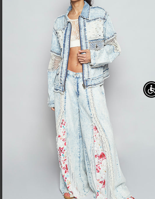 Denim Zipper Multi Pol Jacket