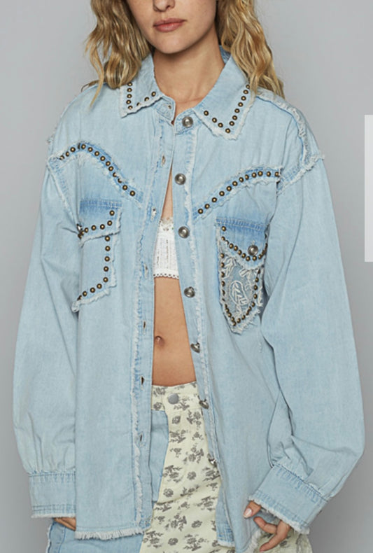 Button Blue Denim Workshirt