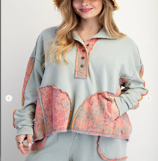 Sage Mix Mineral Wash Print Easel Top with Pockets