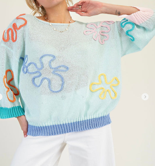 Mint Spring Flowers Lightweight Top ( Easel)