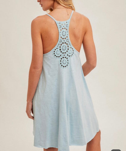 Blue Pocket Flowy Dress