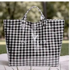 Black and White Check Tote Bag