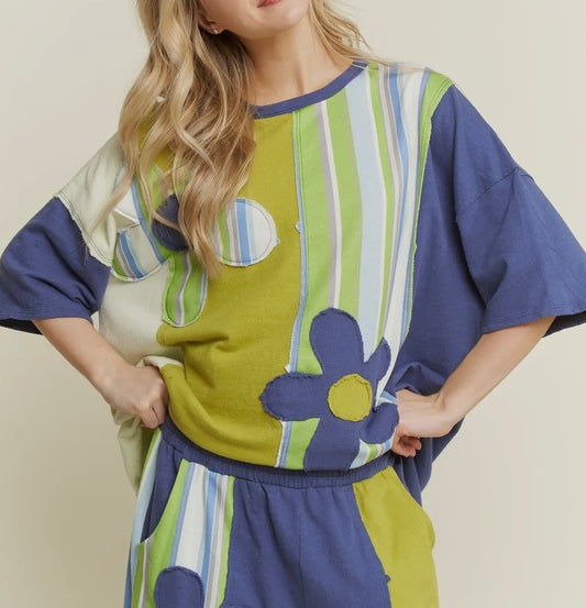 Flower Blue and Lime Top JHer