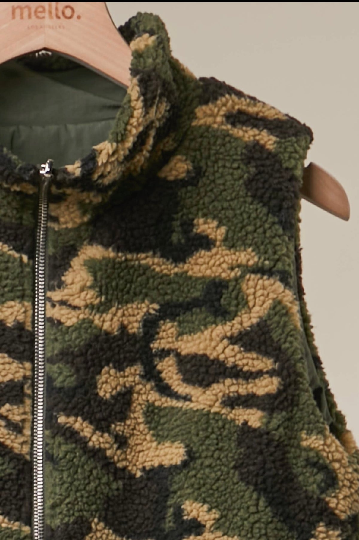 Reversible Camo Lined Puffer Vest with Zip Front