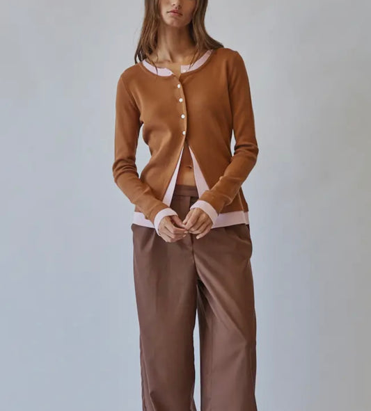 Caramel V Front Cardigan Creamon