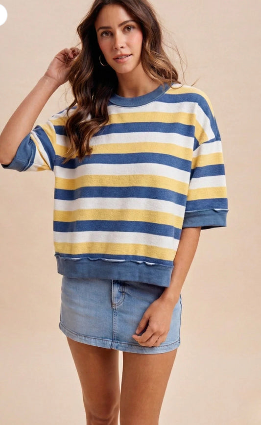 AW Blue and Yellow Stripe Top