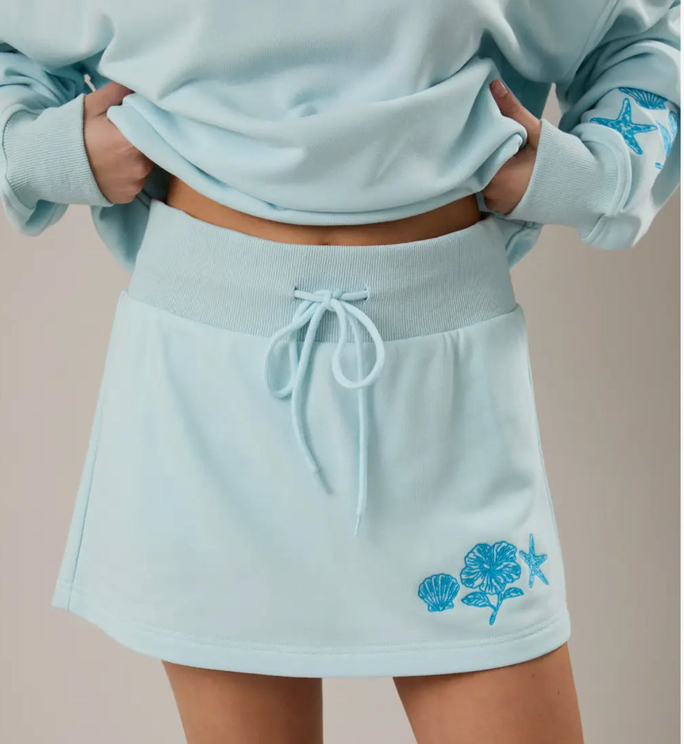 Coastal embroidered shorts inside mini skirt