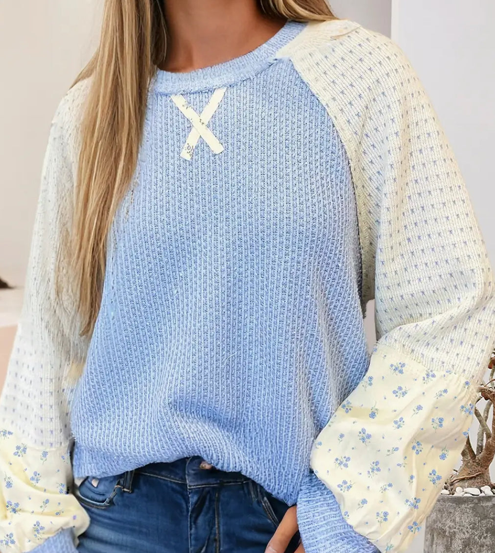 Sweet  Blue Meadow Thermal Top