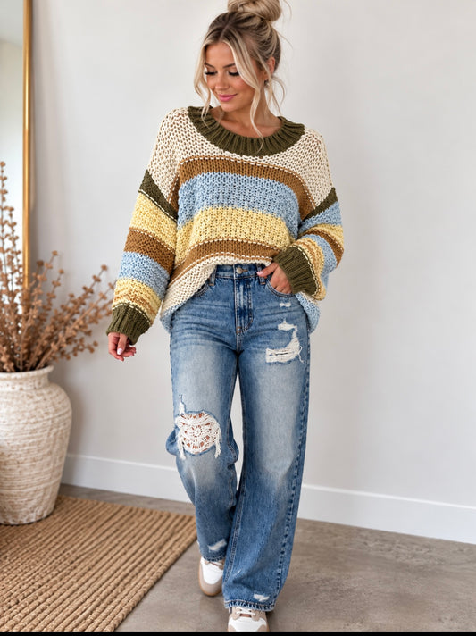 MULTI COLORS STRIPES SWEATER