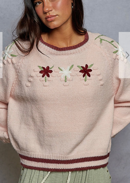 Light Pink Flower Cramer Sweater