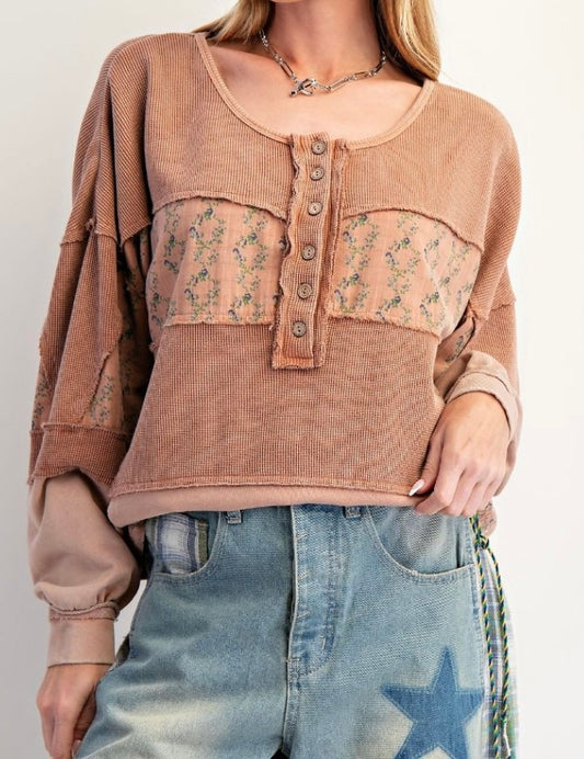 Camel Floral Top - Easel