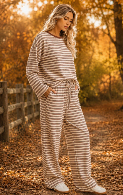 AW Brushed Stripes Pants Sets