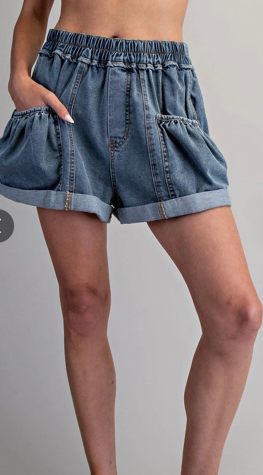 Cuffed Jean Shorts