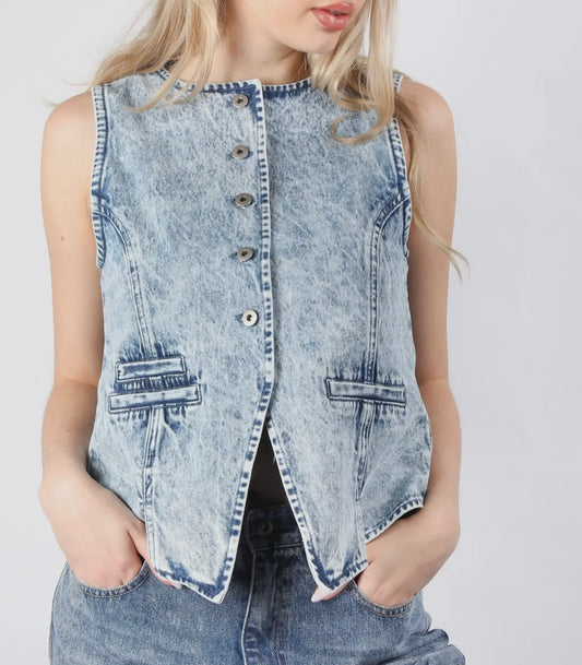 Jean Acid Wash Vest